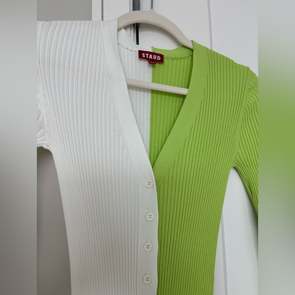 STAUD Dresses & Skirts - Staud Shoko Sweater Dress - Green/White